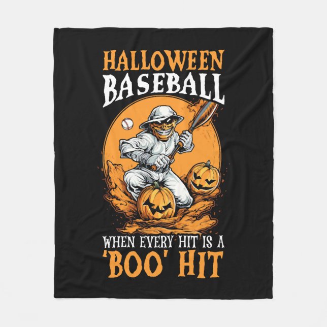 Baseball Halloween Trick oder Treatment Baseball-S Fleecedecke (Vorderseite)