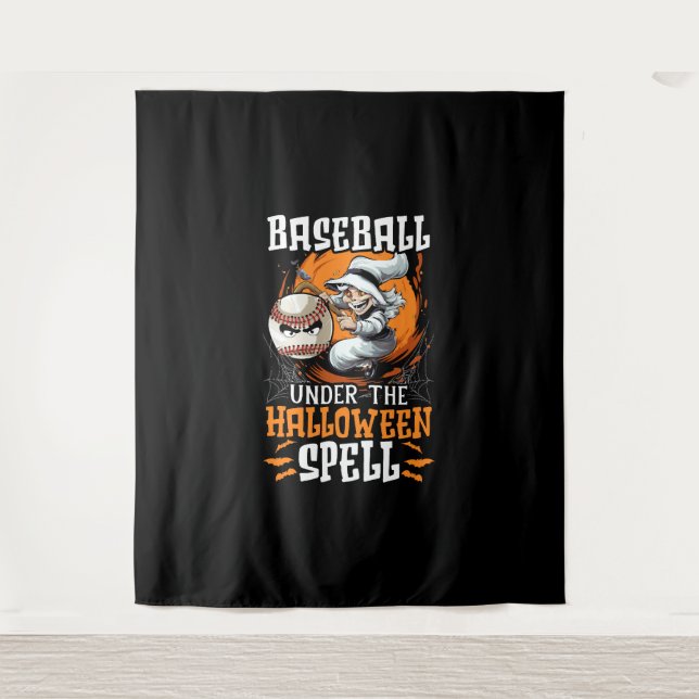 Baseball Halloween Trick oder Treatment Baseball-S Wandteppich (Vorderseite)