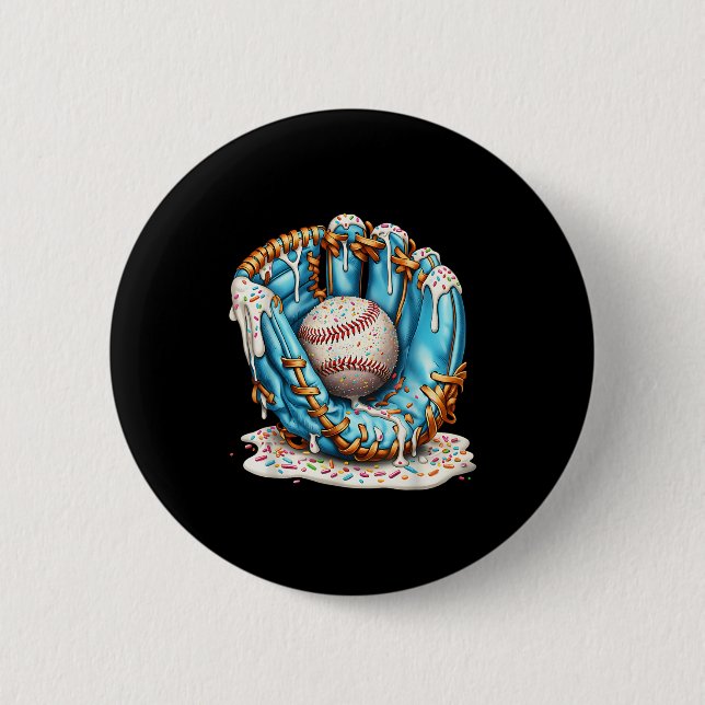 Baseball-Handschuh-Eiscreme-Tropf Mit Streuseln Mä Button (Vorderseite)