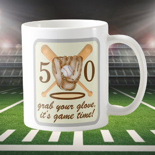 Baseball-Handschuh-Schläger-Themen-Männer-50. Gebu Kaffeetasse