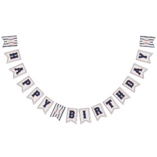 Baseball Happy Birthday Bunt Flag Banner Blau