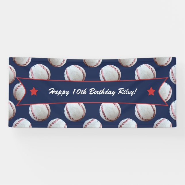 Baseball Happy Birthday Party Banner (Horizontal)
