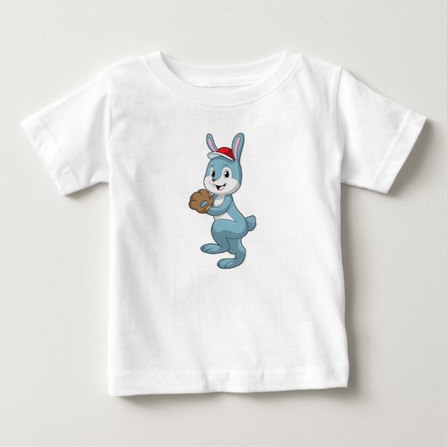 Baseball-Hase mit Baseball-Handschuh Baby T-shirt (Vorderseite)