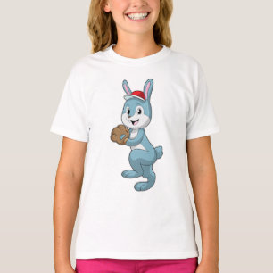 Baseball-Hase mit Baseball-Handschuh T-Shirt