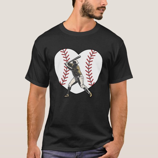 Baseball Heart Batter Hitter Baseball Player Fan C T-Shirt (Vorderseite)