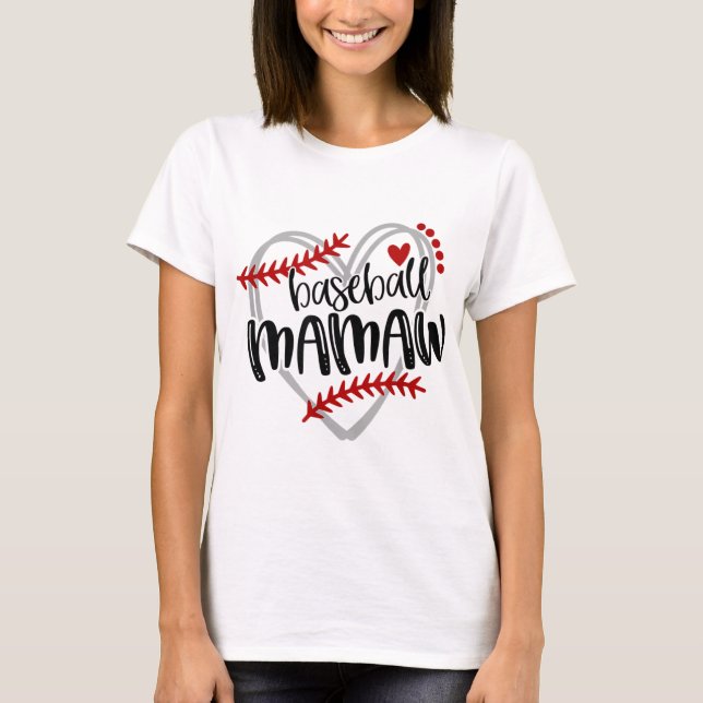 Baseball Heart MAMAW Oma Trendy T-Shirt (Vorderseite)