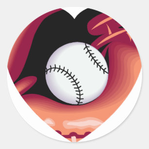 Baseball Heart Runder Aufkleber