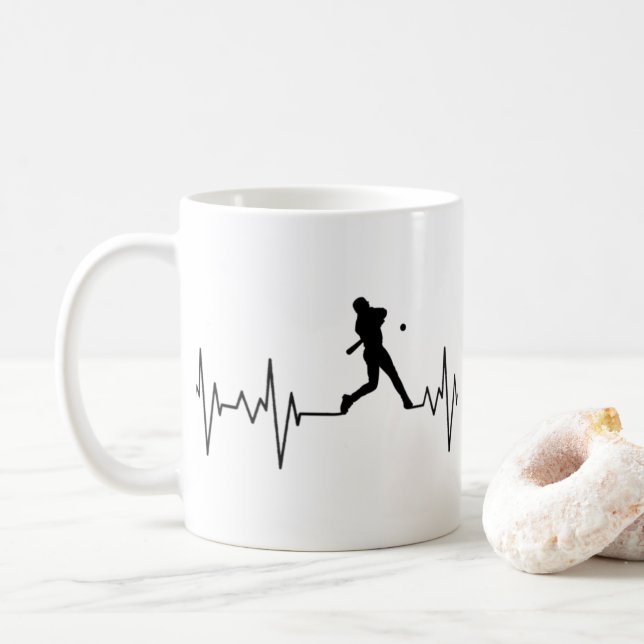 Baseball Heartbeat-Tasse Kaffeetasse (Mit Donut)