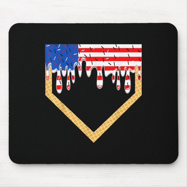 Baseball-Heimplatte-Drip-Jungs-Eiscreme-Us-Flagge  Mousepad (Vorne)