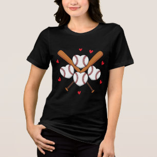 Baseball-Herz- und Fledermausillustration Tri-Blend Shirt