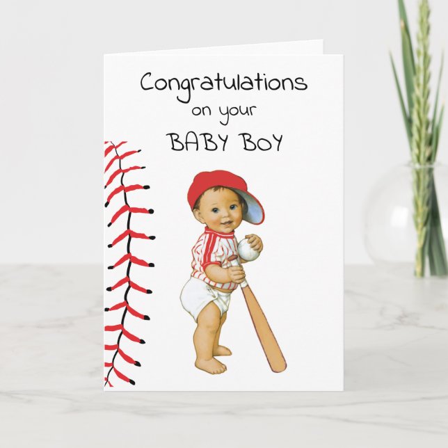 Baseball Herzlichen Glückwunsch zu Ihrem Baby Boy Karte (Vorderseite)
