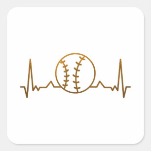 Baseball-Herzschlag Quadratischer Aufkleber