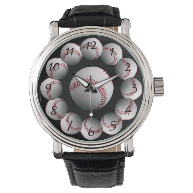 Baseball-Hintergrundüberwachung Armbanduhr (Vorderseite)