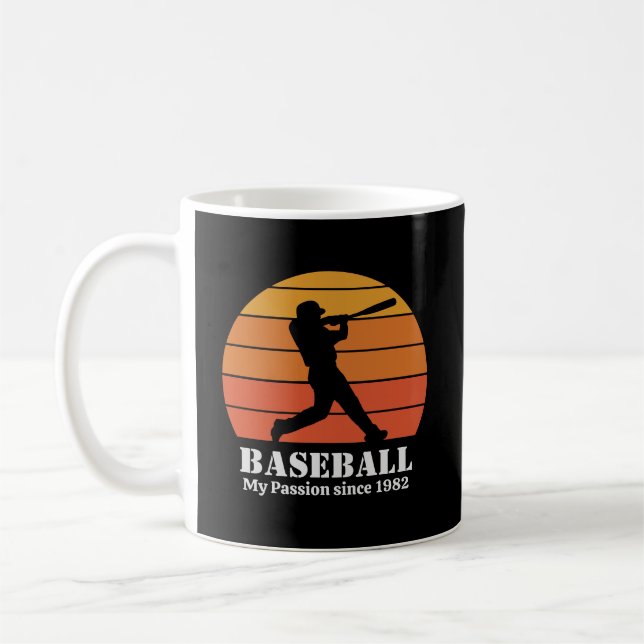Baseball Hobby Retro Sunset personalisieren Kaffeetasse (Links)