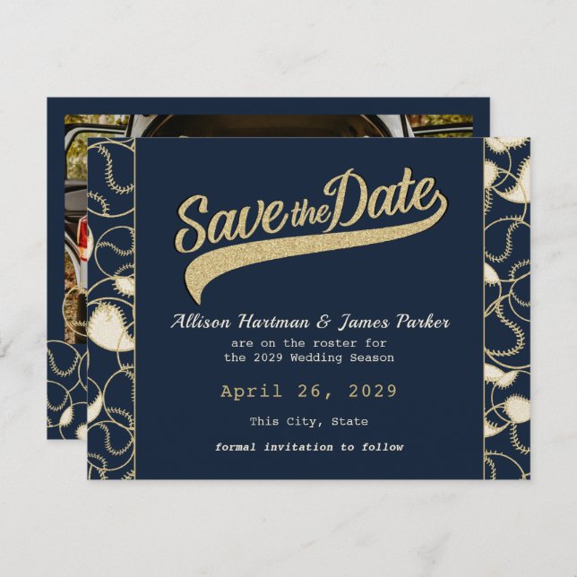 Baseball-Hochzeit speichern Sie das Datum Save The Date (Vorne/Hinten)