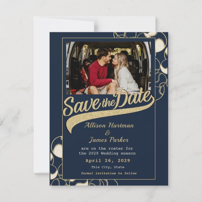 Baseball-Hochzeit Termin vormerken Save The Date (Vorderseite)
