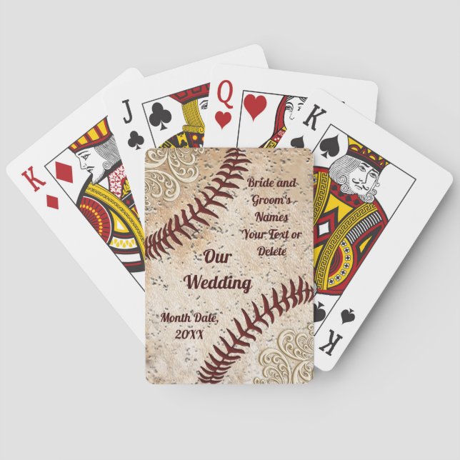 Baseball-Hochzeitsgeschenke oder Baseball-Gastgesc Spielkarten (Rückseite)