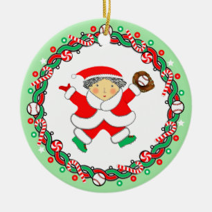 Baseball Holiday Keramik Ornament