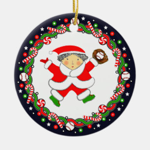 Baseball Holiday Keramik Ornament