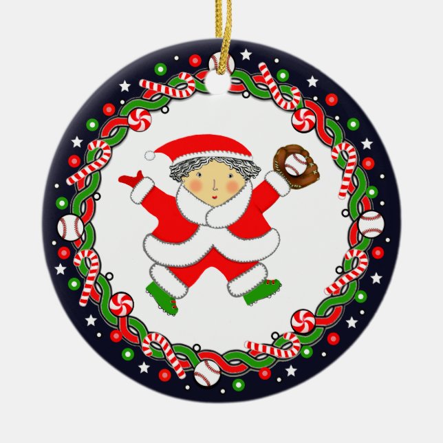 Baseball Holiday Keramik Ornament (Vorne)