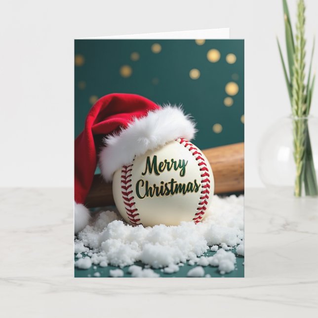 Baseball Holiday Merry Christmas Card Karte (Vorderseite)
