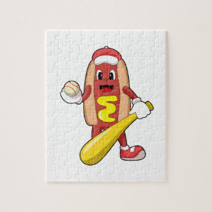 Baseball-Hotdog mit Baseball-Fledermaus