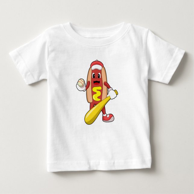 Baseball-Hotdog mit Baseball-Fledermaus Baby T-shirt (Vorderseite)