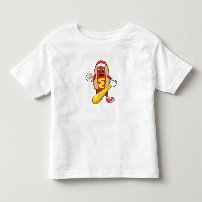 Baseball-Hotdog mit Baseball-Fledermaus Kleinkind T-shirt (Vorderseite)
