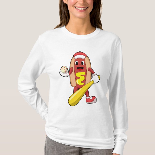 Baseball-Hotdog mit Baseball-Fledermaus T-Shirt (Vorderseite)