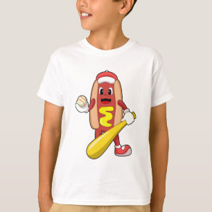 Baseball-Hotdog mit Baseball-Fledermaus T-Shirt
