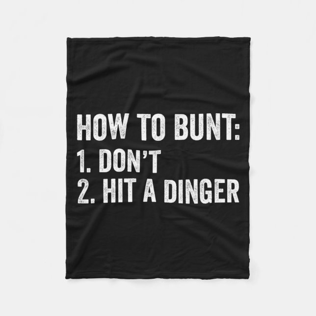 Baseball Humor How To Bunt Don't Hit A Dinger Funn Fleecedecke (Vorderseite)