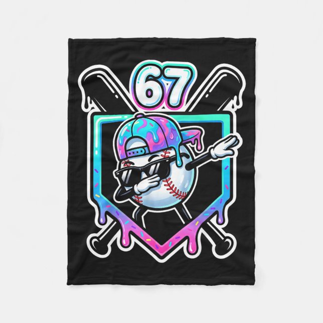 Baseball Ice Cream Drip 67 Player Dabbing Six Seve Fleecedecke (Vorderseite)