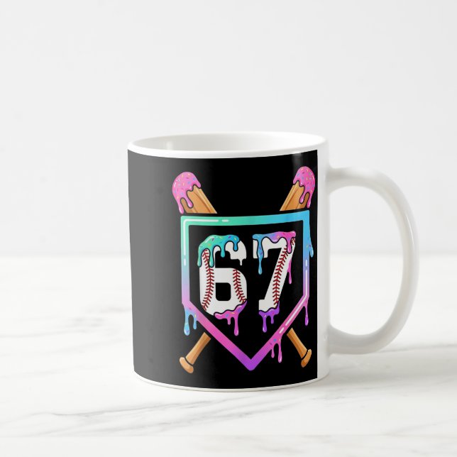Baseball Ice Cream Drip 67 Player Dabbing Six Seve Kaffeetasse (Rechts)