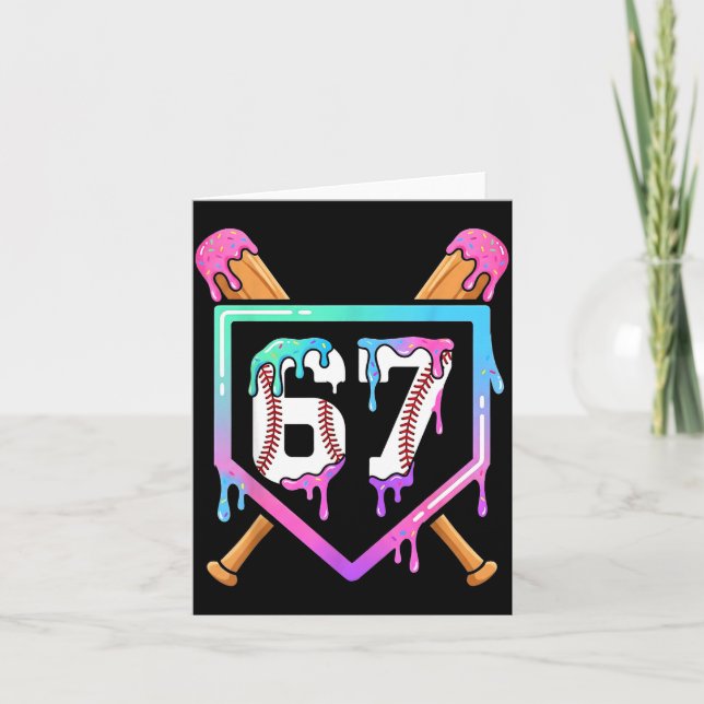 Baseball Ice Cream Drip 67 Player Dabbing Six Seve Karte (Vorderseite)