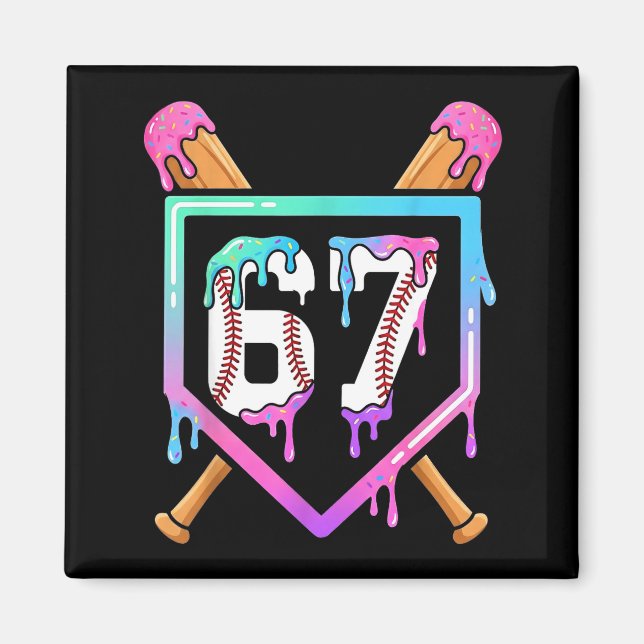 Baseball Ice Cream Drip 67 Player Dabbing Six Seve Magnet (Vorne)