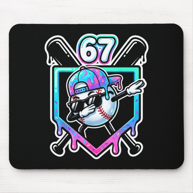 Baseball Ice Cream Drip 67 Player Dabbing Six Seve Mousepad (Vorne)