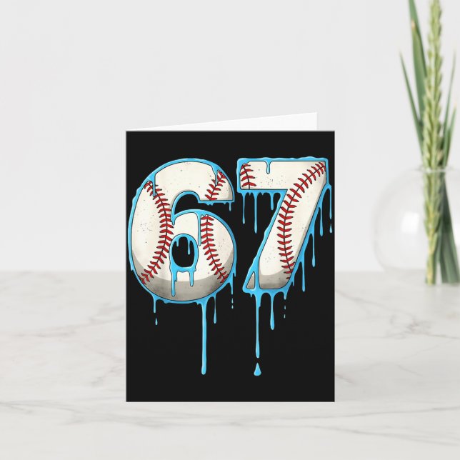 Baseball Ice Cream Drip 67 Six Seven Meme Number 6 Karte (Vorderseite)
