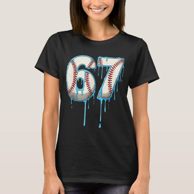 Baseball Ice Cream Drip 67 Six Seven Meme Number 6 T-Shirt (Vorderseite)
