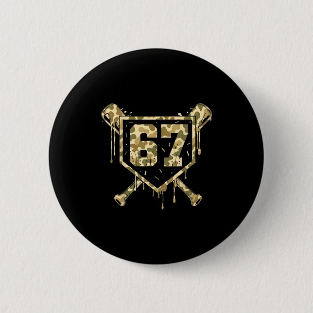 Baseball Ice Cream Drip Camo Number 67 Player 67th Button (Vorderseite)