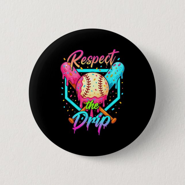 Baseball Ice Cream Drip Number 67 Player 67 Respec Button (Vorderseite)