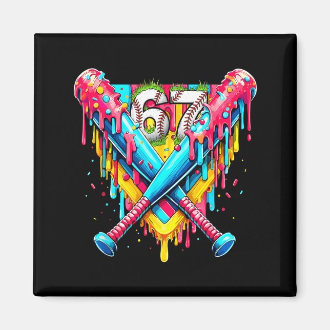Baseball Ice Cream Drip Number 67 Player 67th Birt Magnet (Vorne)