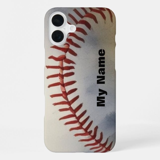 Baseball Ihr Name iPhone 16 Plus Hülle (Rückseite)