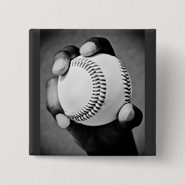 Baseball in der Hand Button (Vorderseite)
