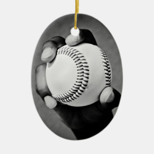 Baseball in der Hand Keramik Ornament