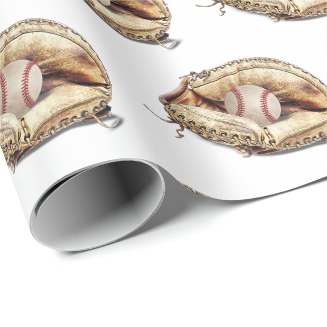 Baseball in Handschuh Geschenkpapier (Rolleneckpunkt)