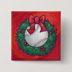 Baseball in Kreath auf Rot Button