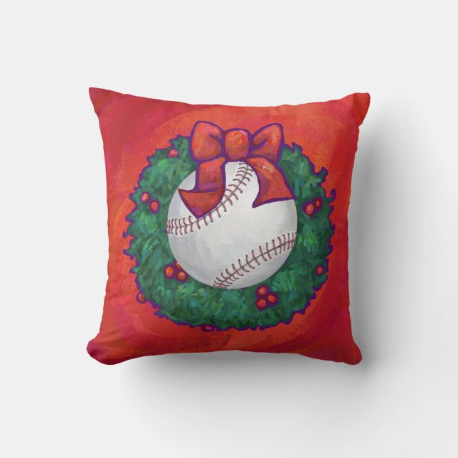 Baseball in Kreath auf Rot Kissen (Vorderseite)