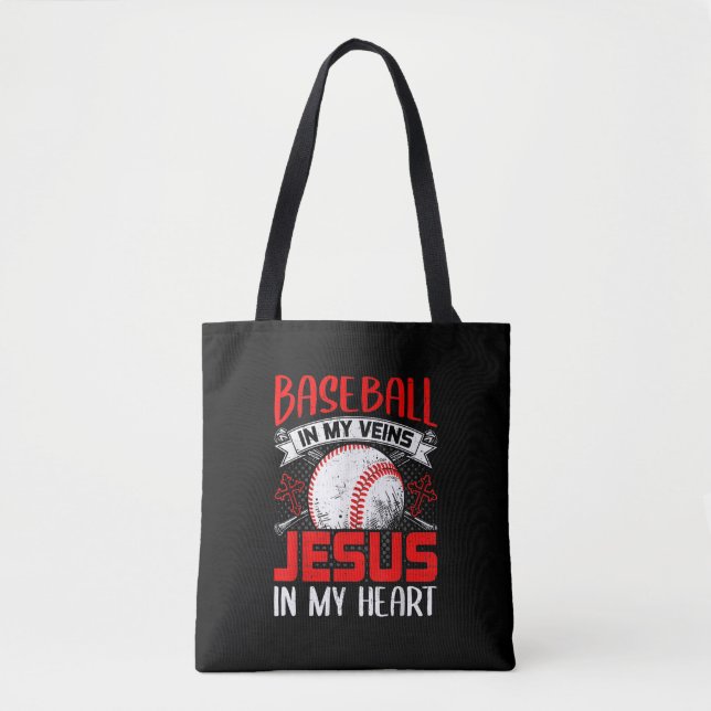 Baseball in meinen Adern Jesus in meinem Herzen Ba Tasche (Vorderseite)