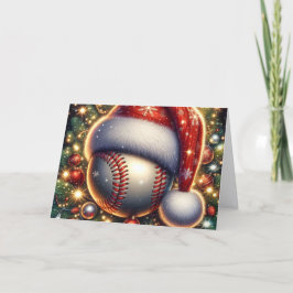 Baseball in Santa Hat Christmas Feiertagskarte