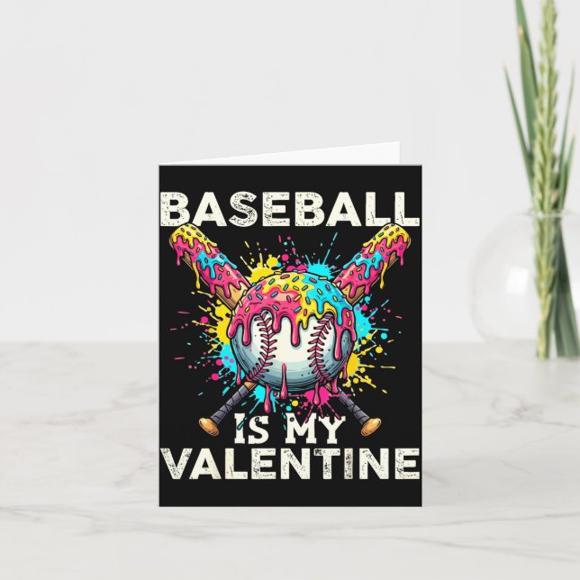 Baseball Is My Valentine Ice Cream Drip Crossed Ba Karte (Vorderseite)